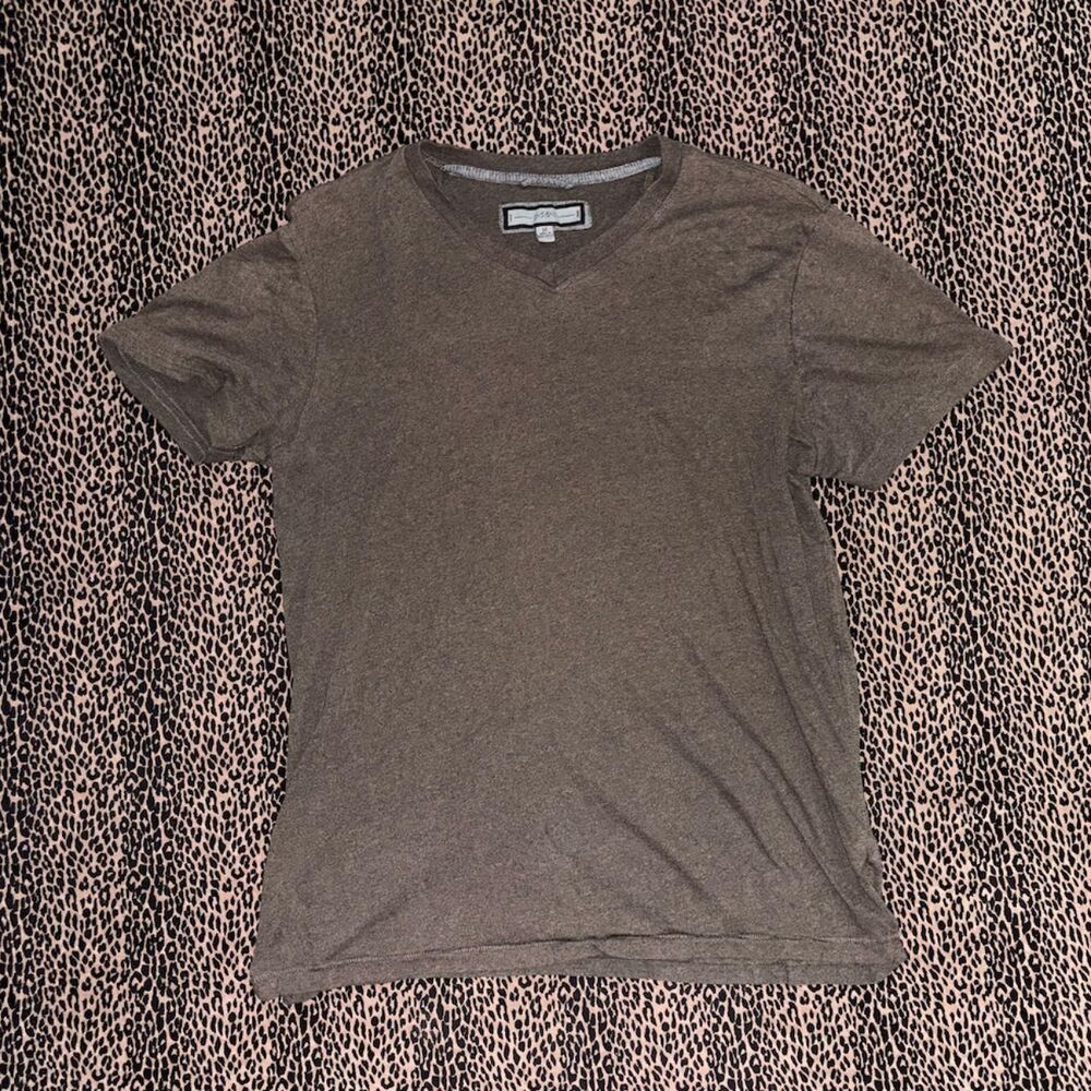 PD&C Brown V-Neck T-Shirt Size M Men’s Basic Casual